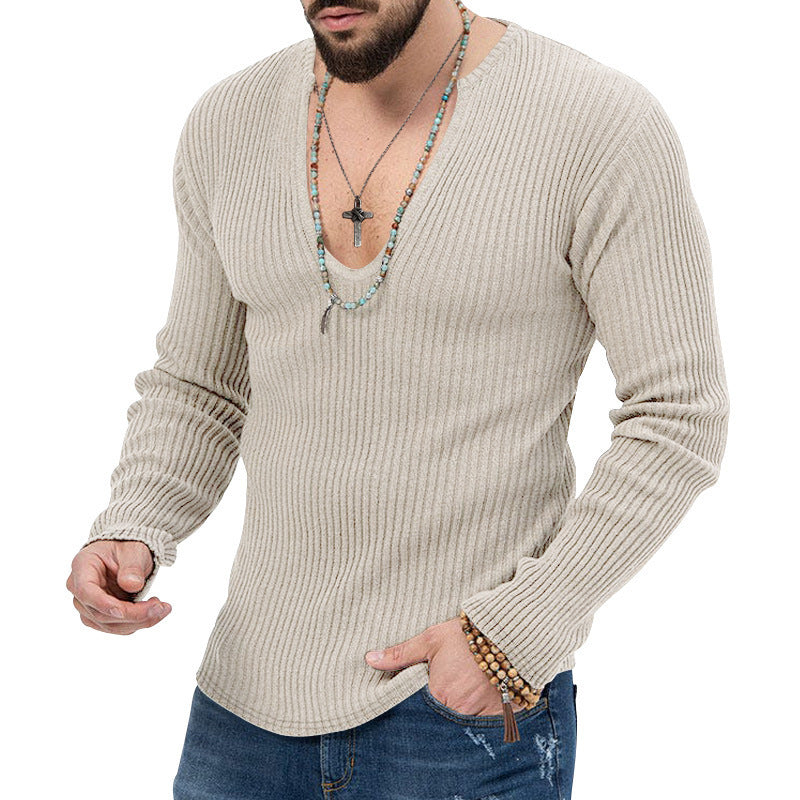 Herren Pullover Langarm V-Ausschnitt Moderner Schnitt