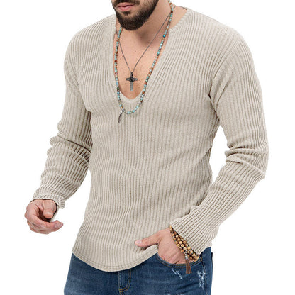 Herren Pullover Langarm V-Ausschnitt Moderner Schnitt