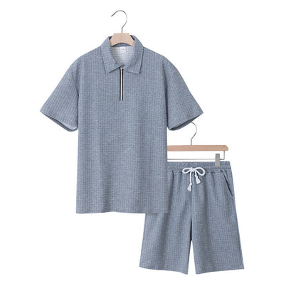 Herren Kurzarm Set Elastisch Modern Strukturiert