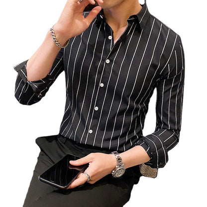 Elegantes Langarmhemd Herren Gestreift Modern