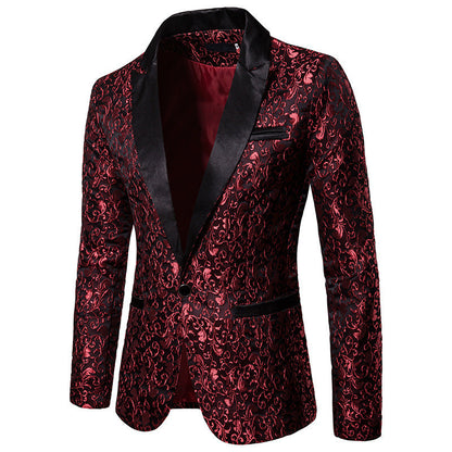 Herren Blazer mit Pailletten und Floralmuster Elegant