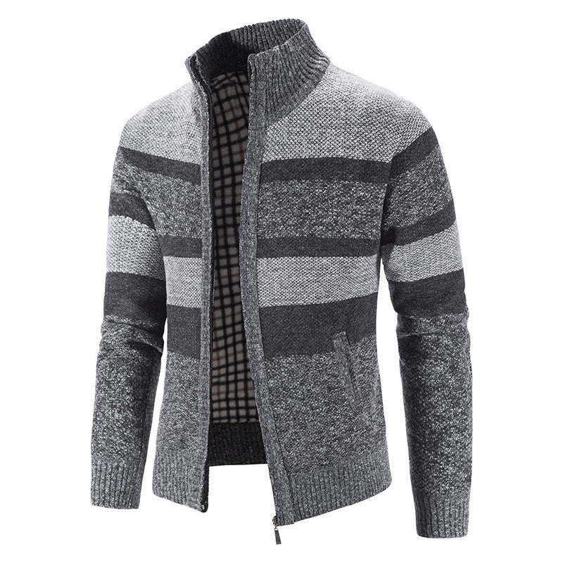 Herren Strickjacke Modern Stehkragen Reißverschluss