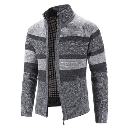 Herren Strickjacke Modern Stehkragen Reißverschluss