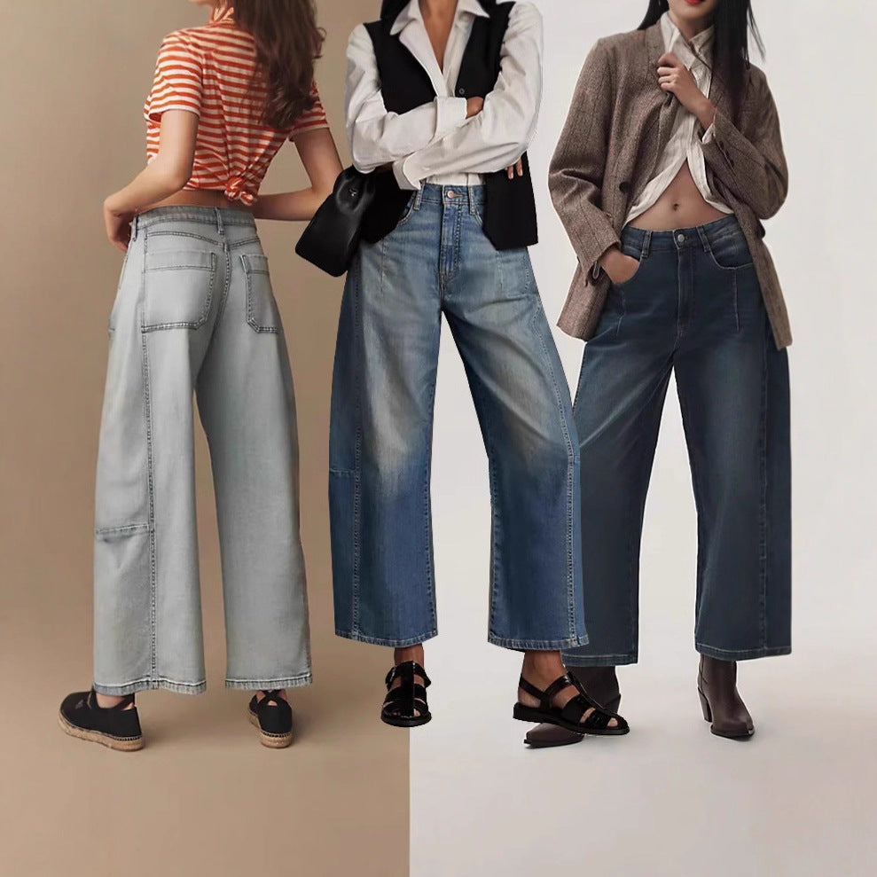 Damen Jeans Cropped Weite Bequem Lässig - BerlinGlamour
