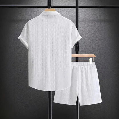 Herren Kurzarmhemd und Shorts Set Sommer Leicht Bequem