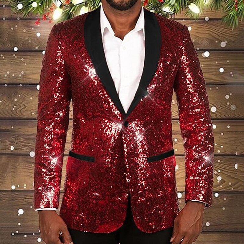 Glitzernder Herren Blazer Schwarzes Revers Glamour Style