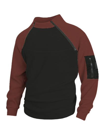 Herren Fleece Pullover Warm mit Reißverschluss Kragen