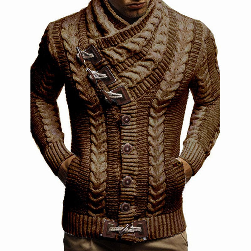 Herren Strickjacke Kapuze Zopfmuster Warm