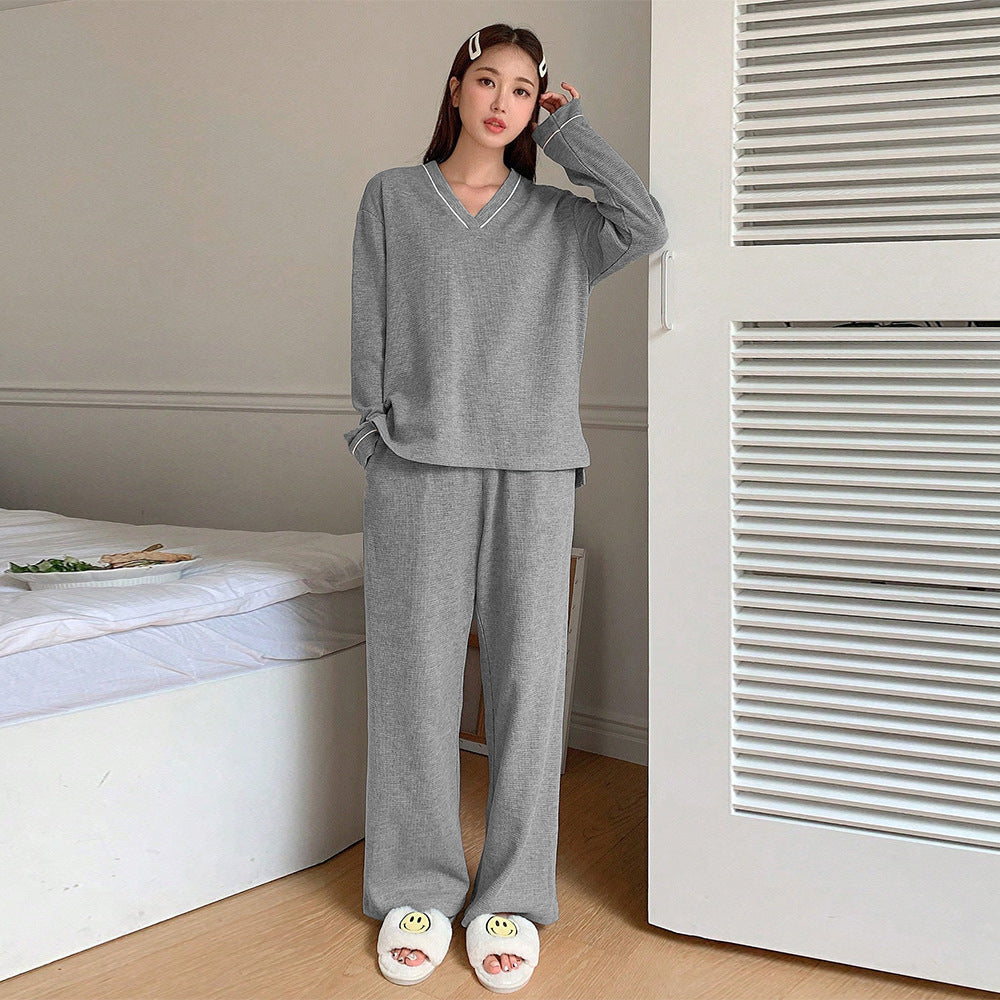 Damen Lounge Set Weich Bequem V-Ausschnitt Elastisch