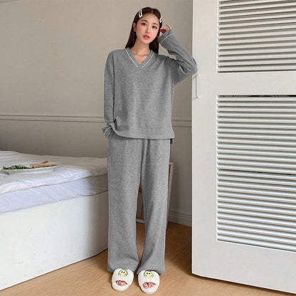Damen Lounge Set Weich Bequem V-Ausschnitt Elastisch