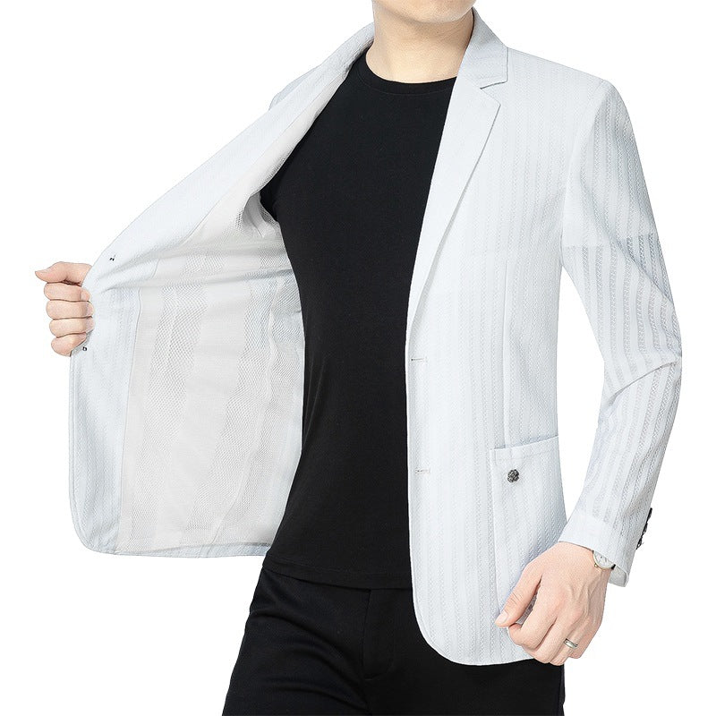 Herren Blazerjacke Slim Fit Streifen Design Elegant - BerlinGlamour