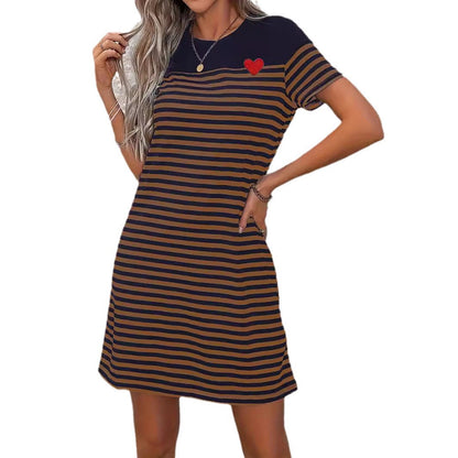 Sommerkleid Damen Kurzarm Bunt Streifen Damenkleid