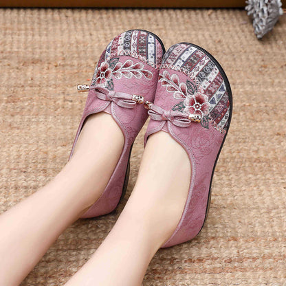 Damen Ballerinas Bequem Elastisch Floral