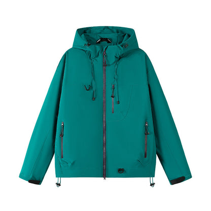 Wasserdichte Herren Funktionsjacke mit Kapuze und Reißverschlusstaschen