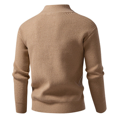 Herren Strickjacke Modern mit Stehkragen und Reißverschluss