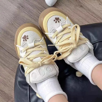 Damen Sneaker atmungsaktiv mit Pfotenmotiv Freizeit Schuhe - BerlinGlamour