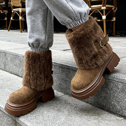 Damen Winterstiefel Warm Kuschelig Fellrobust