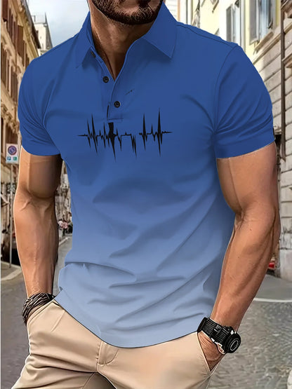 Herren Poloshirt EKG Motiv Modern Berlin Style