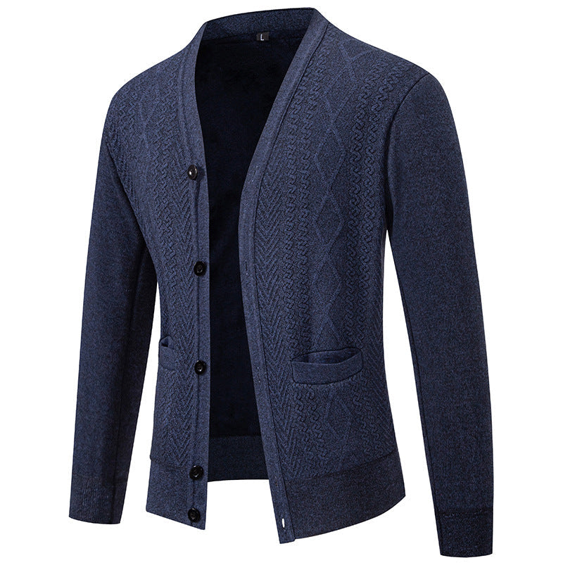 Herren Strickjacke Strukturiert Knopfverschluss Modern