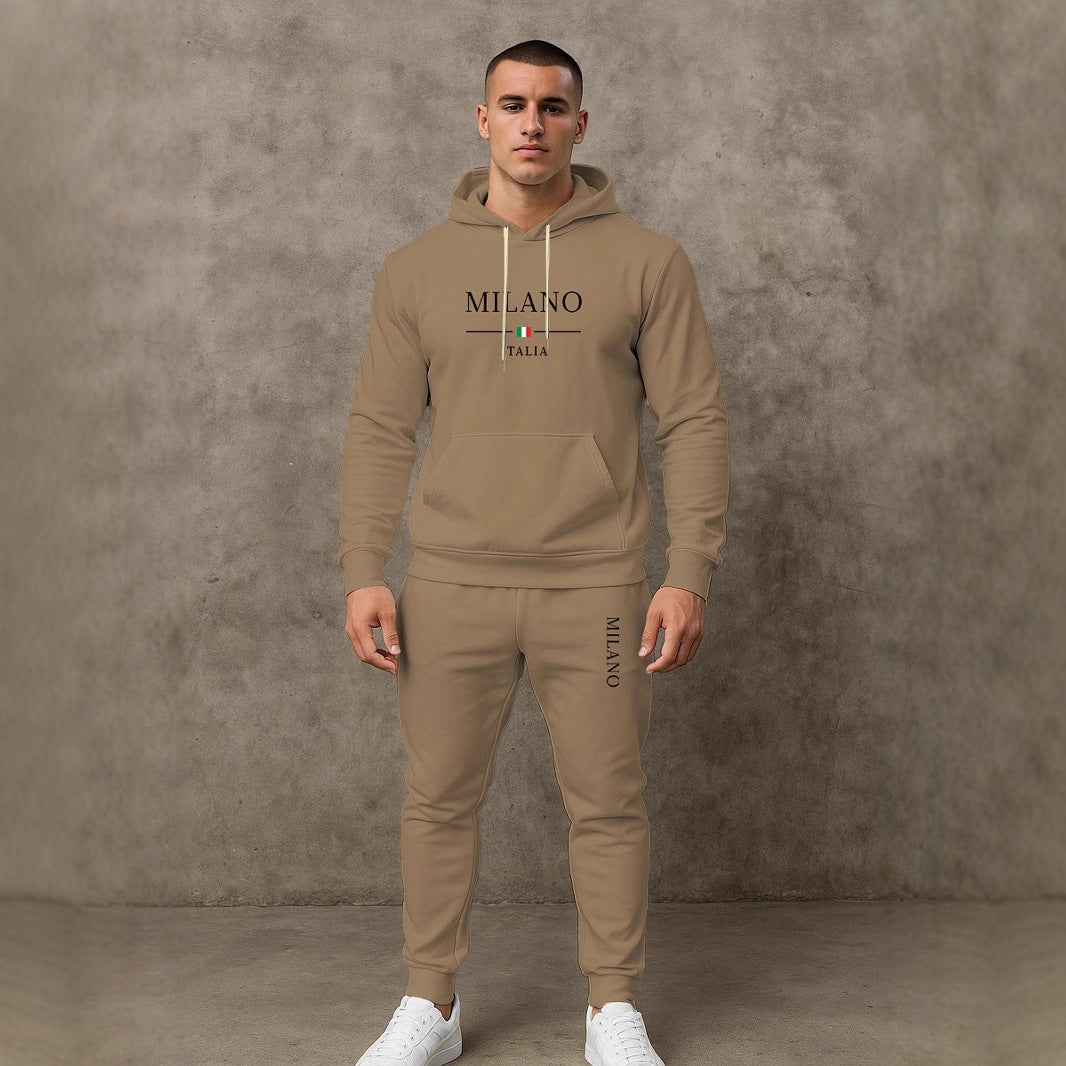 Herren Sportliche Jogginghose Hoodie Set Grau Sportlich