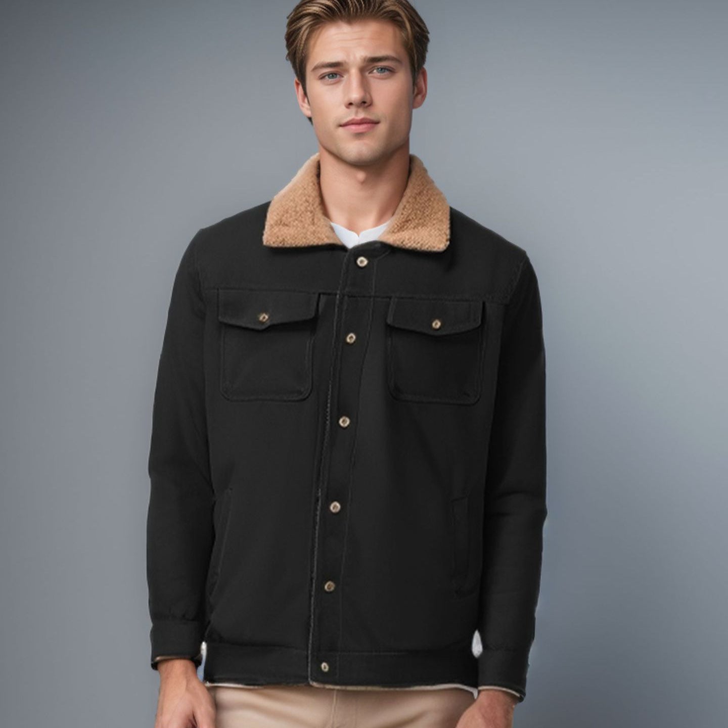 Herren Winterjacke Schick Mit Kunstfell Kragen - BerlinGlamour