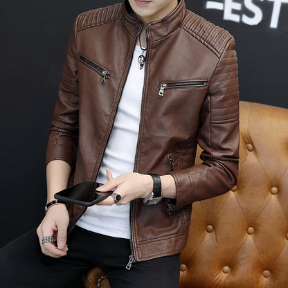 Lederjacke Herren Modern Biker Stil Schwarzes Kunstleder - BerlinGlamour