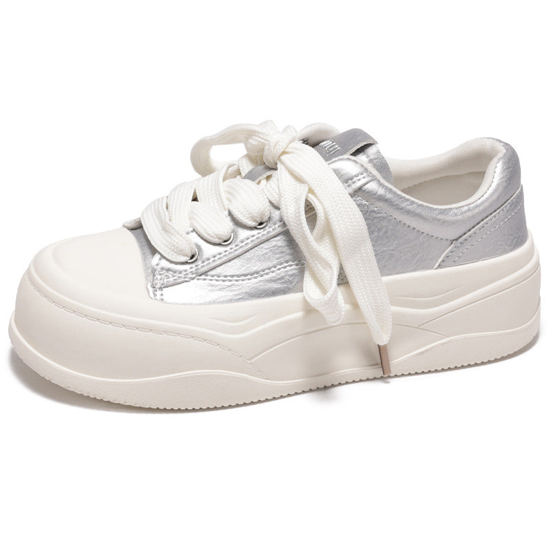 Damen Sneaker Plateau Metallisch Glänzend Robust