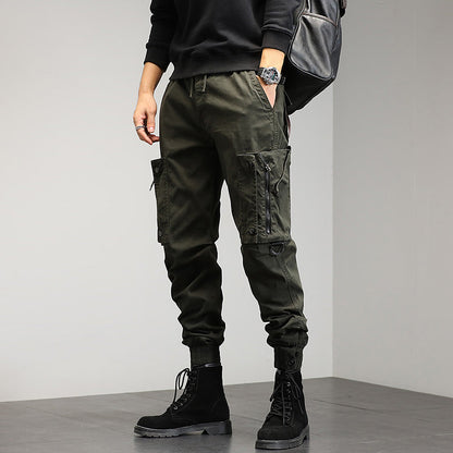 Herren Cargohose Elastisch Reißverschluss Taschen Modern
