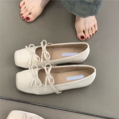 Damen Ballerinas Wildleder Schuhe mit Schleife Elegant