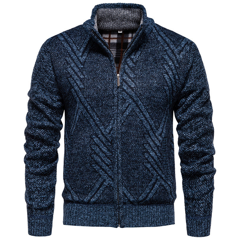 Herren Strickjacke Modern mit Mikrofon und Lautsprecher.