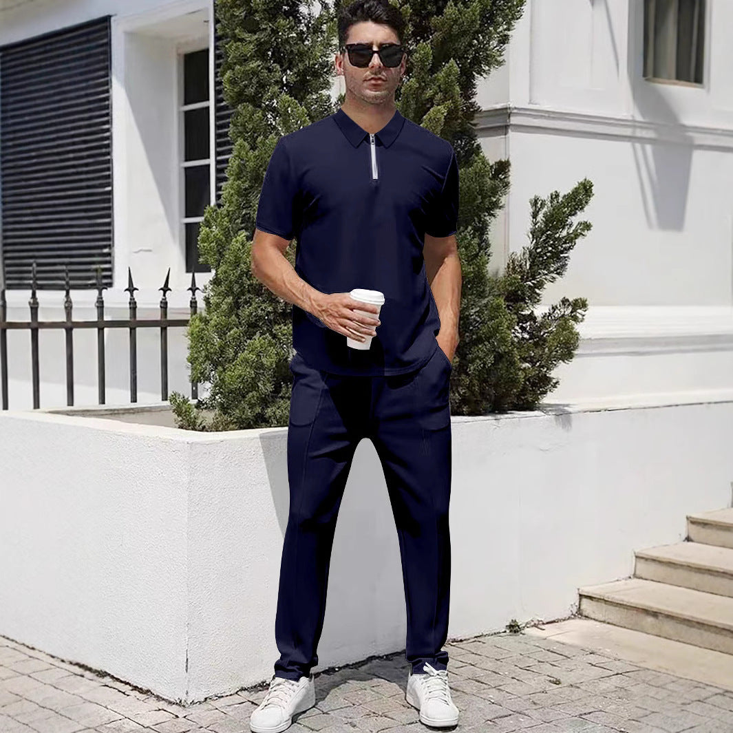 Herren Sportanzug Jogging Set Polo Style Modern