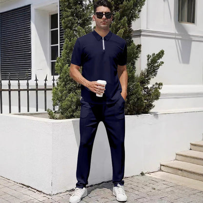 Herren Sportanzug Jogging Set Polo Style Modern