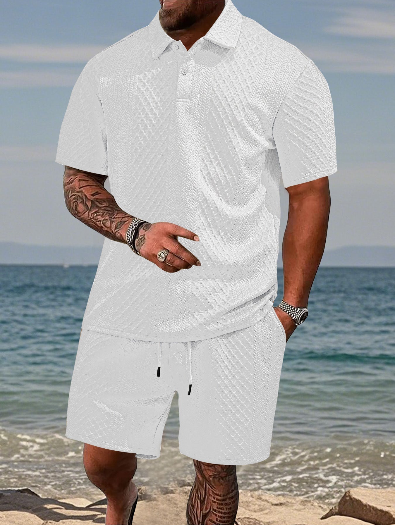 Herren Sportset Polohemd Shorts Komfort
