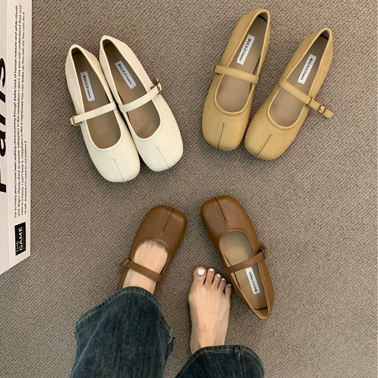 Damen Ballerinas Bequem Verstellbar mit Dekoration