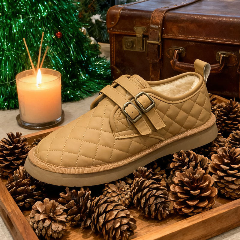 Damen Mokassins Flauschig Warme Schnalle Schuhe
