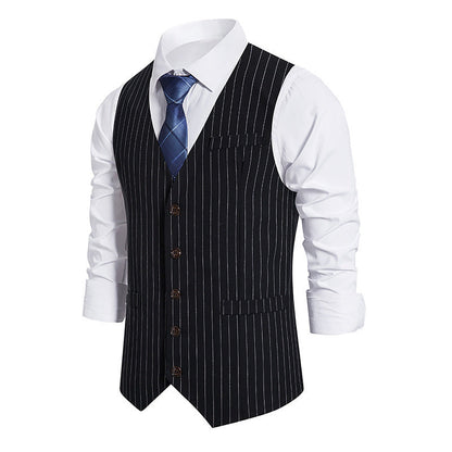 Herren Anzugweste Modern Nadelstreifen Design Mit Taschen