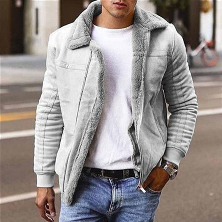 Lederjacke Herren Gefüttert Lammfell Modern Schwarzmantel