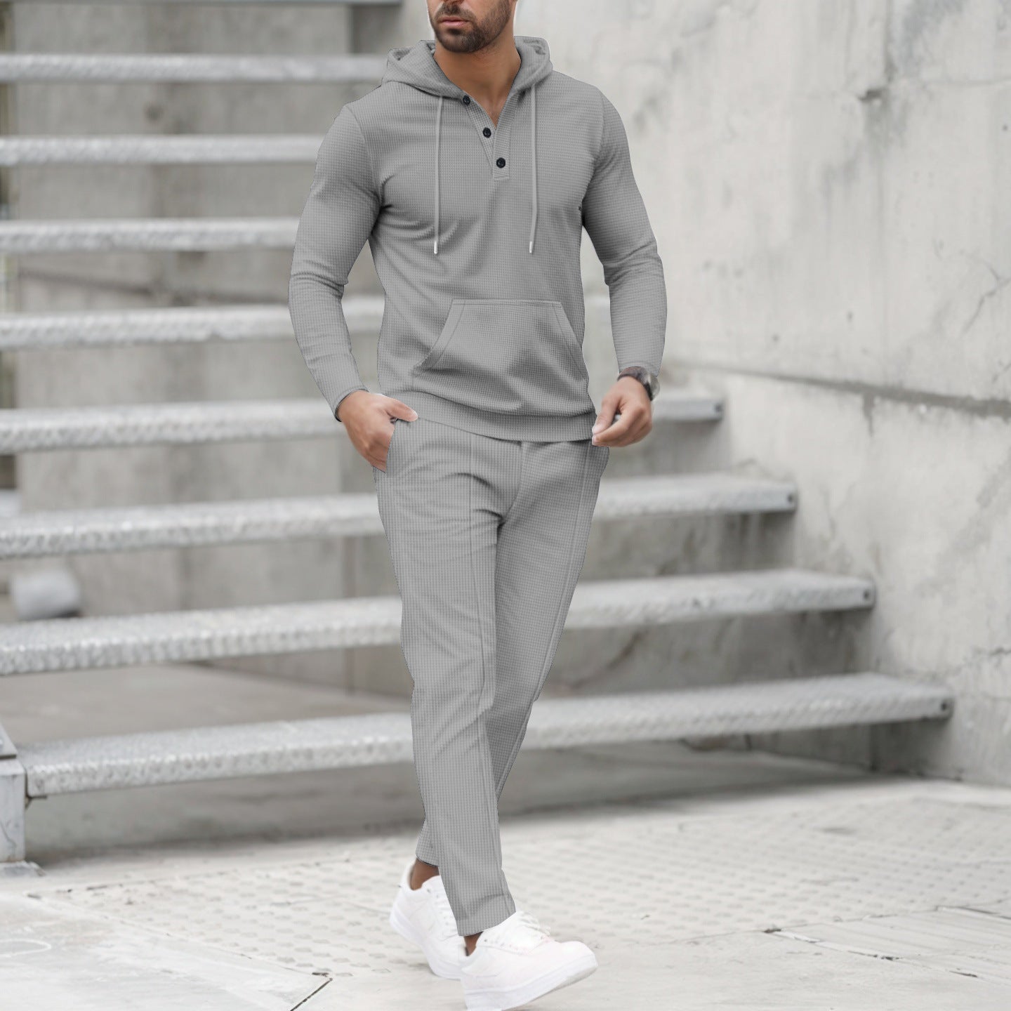 Herren Kapuzen-Sweatset Mit Taschen Modern Sportlich