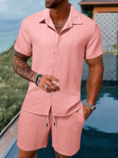 Herren Kurzarm Set Sportlich Modern Struktur