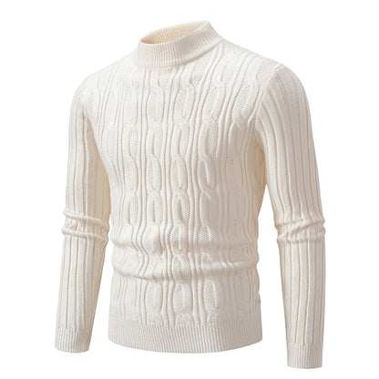 Herren Pullover Rollkragen Baumwolle Zopf Muster