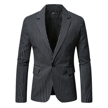 Herren Anzugjacke Moderne Streifenmuster Elegant Schwarz
