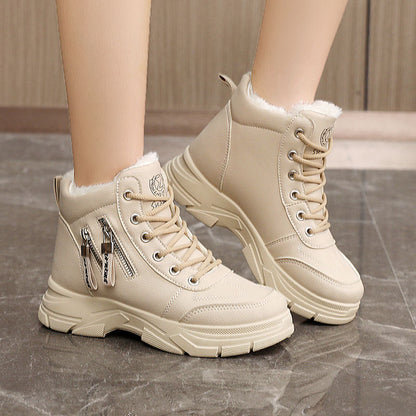 Damen Sneaker High-Top Warmfutter Reißverschluss Modisch - BerlinGlamour
