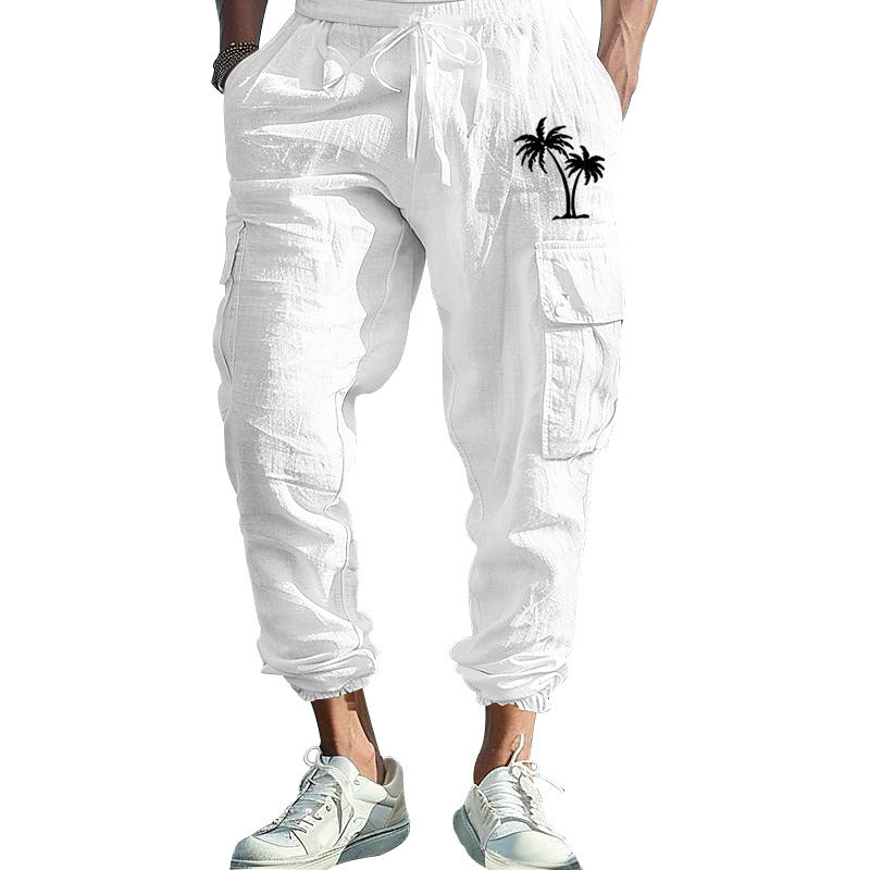 Herren Cargohose Bequem mit Seitentaschen und Verstellbund