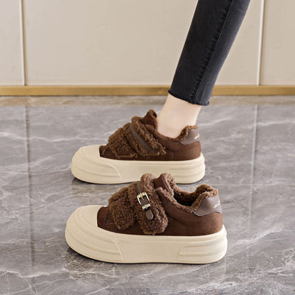 Damen Sneaker Bequem Kuschelig Mit Klettverschluss