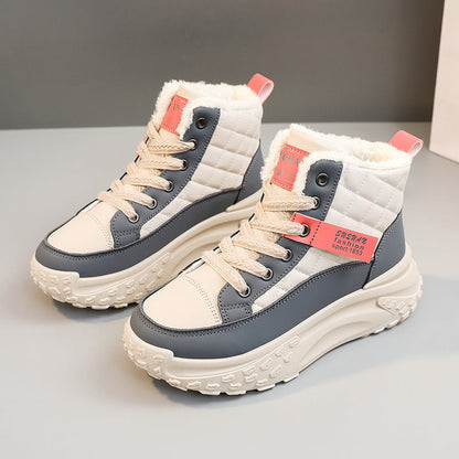 Damen Sneaker Hoch Hohe Sohle Kuschelig Rutschfest
