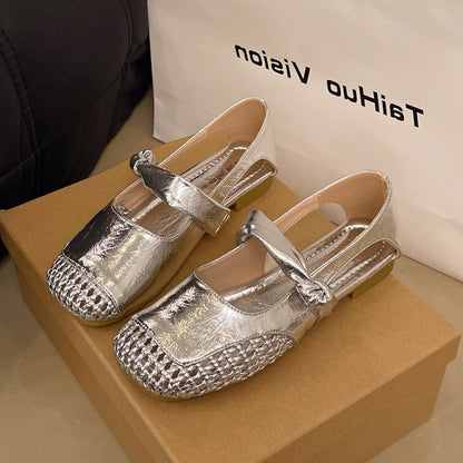 Damen Ballerinas Elegant Flecht Riemchen Schuhe