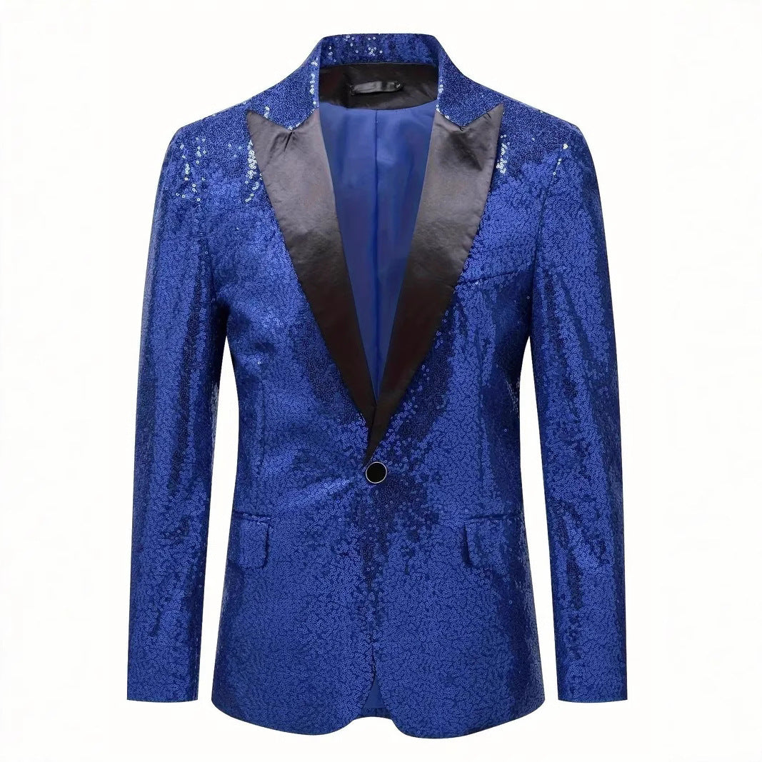 Herren Abendblazer Pailletten Schwarz Elegant - BerlinGlamour