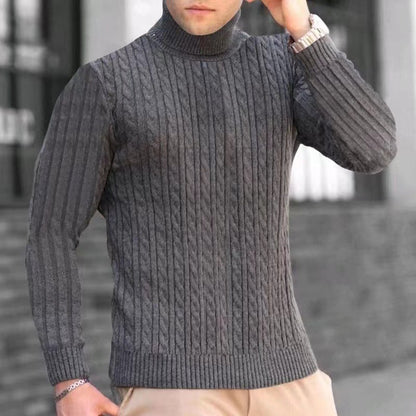 Herren Strickpullover Modern Rippmuster Hochkragen