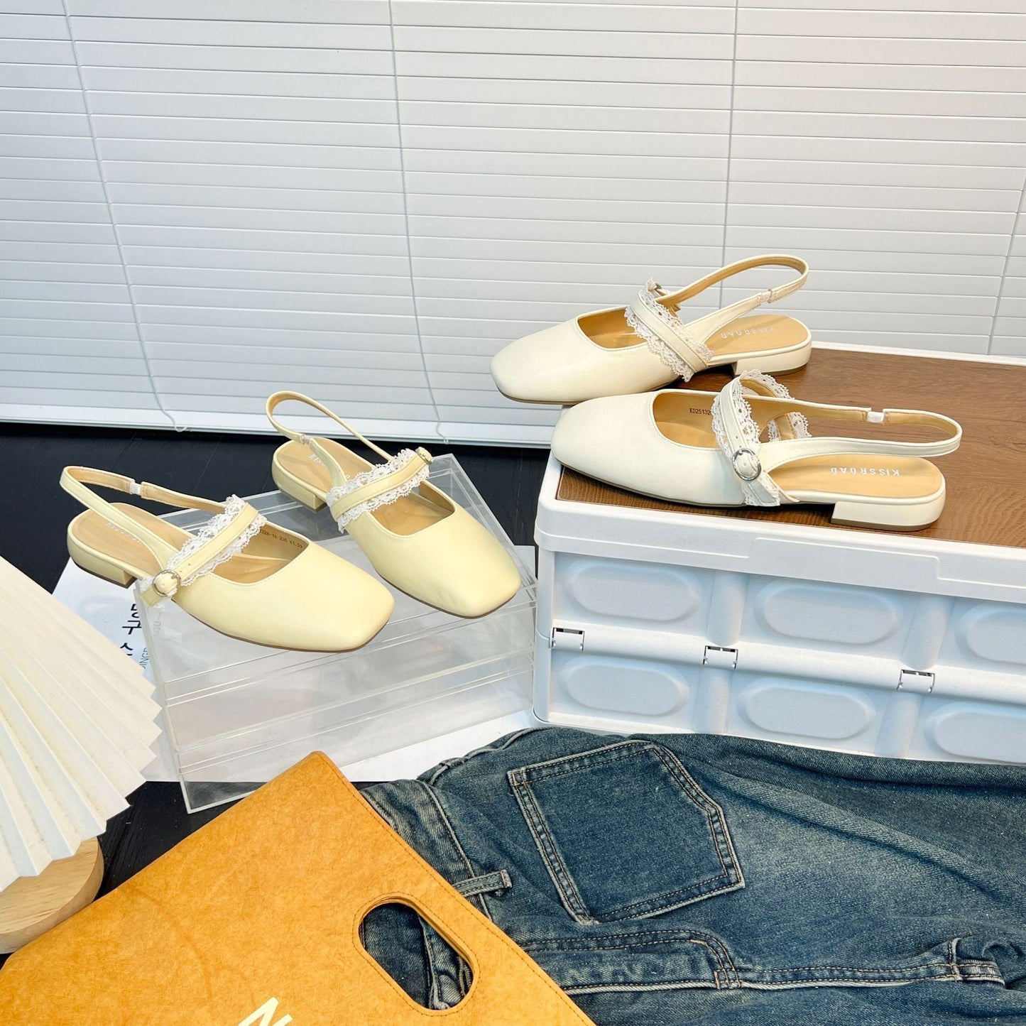 Damen Ballerinas Slingback Spitze Komfort Schuhe