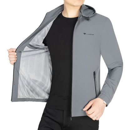 Herren Regenjacke Waterproof Kapuze atmungsaktiv